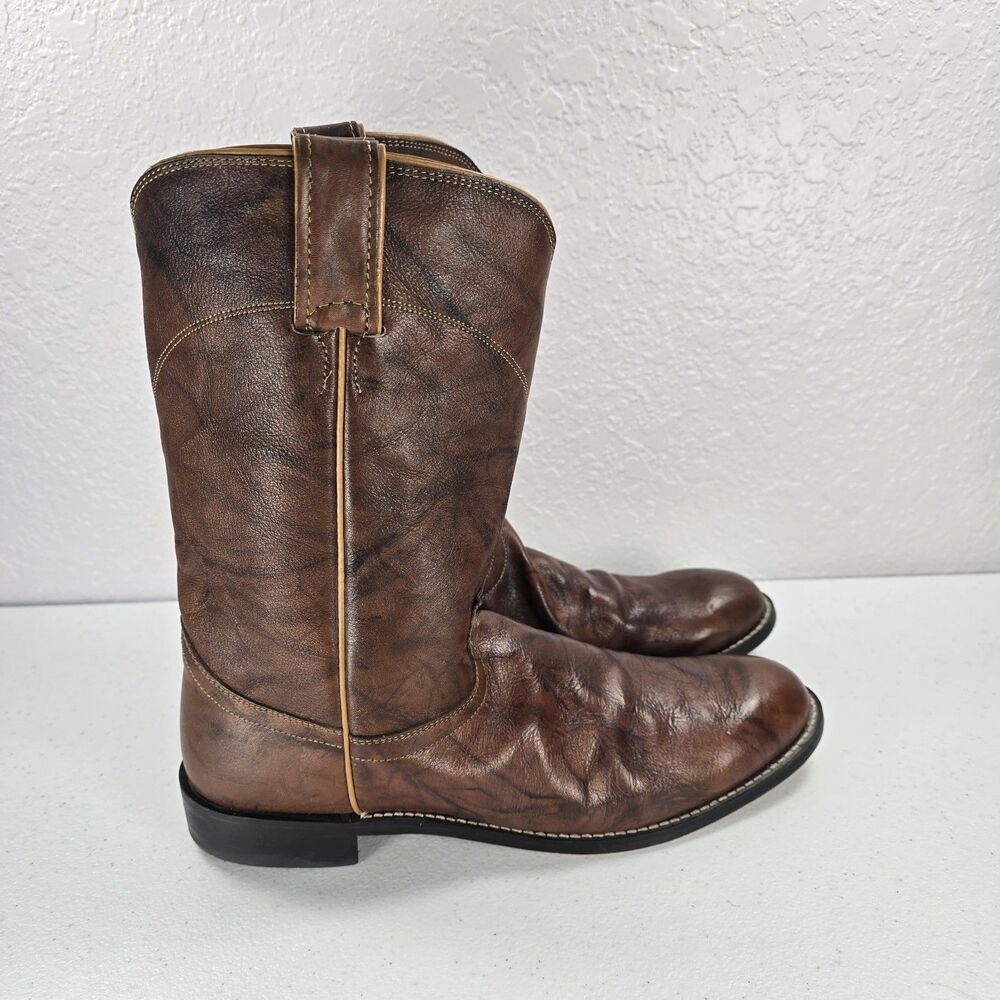 Justin Boots Womens 9 B 3163 Marbled Deerlite Brown Leather Western Cowboy